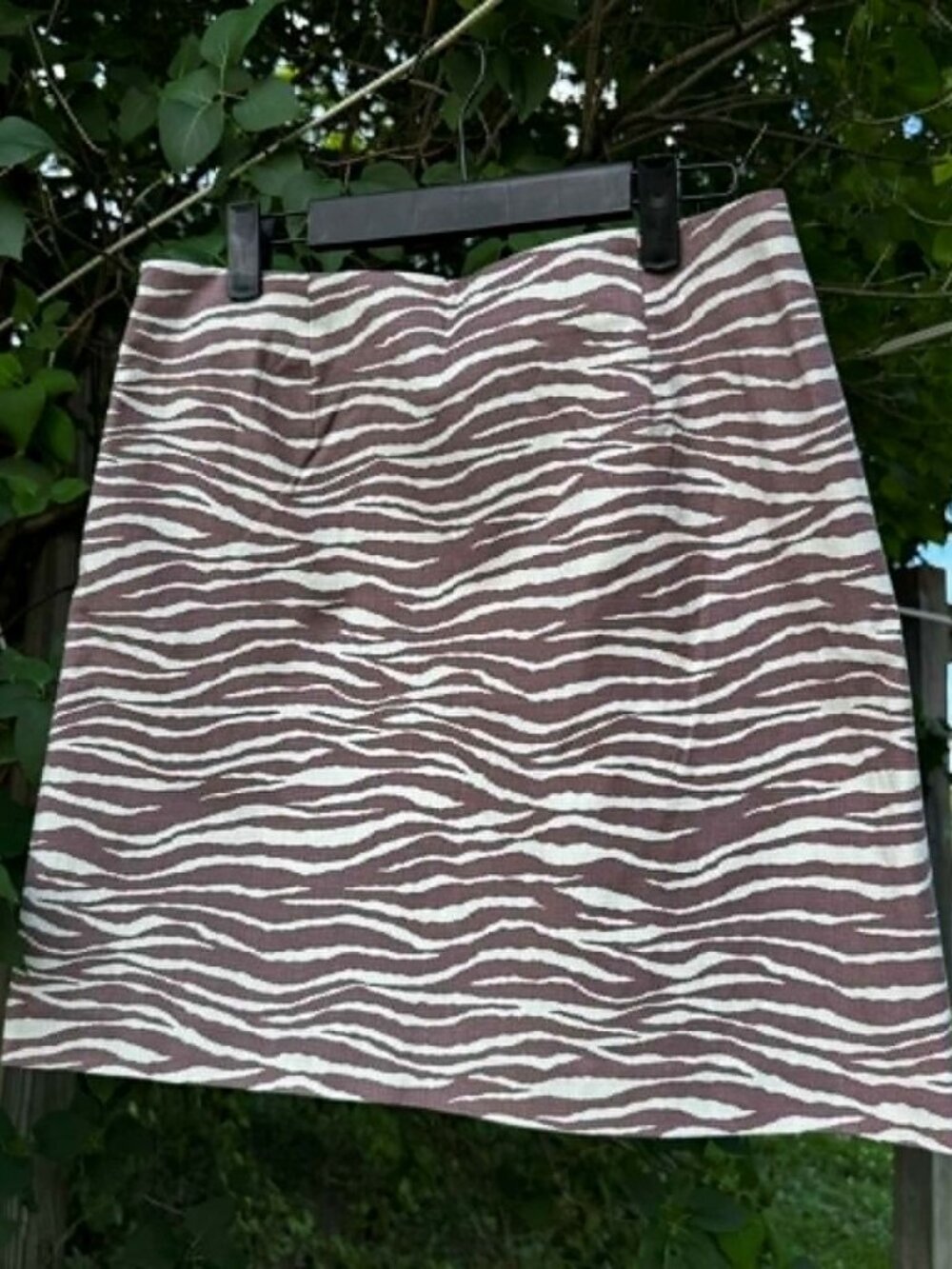 LOFT Brown Zebra Print Mini Skirt A-Line Neutral Workwear - Picture 1 of 4